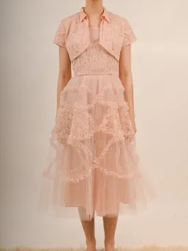 1950s Bubblegum Pink Tulle Barbie Prom Gown with Matching Bolero