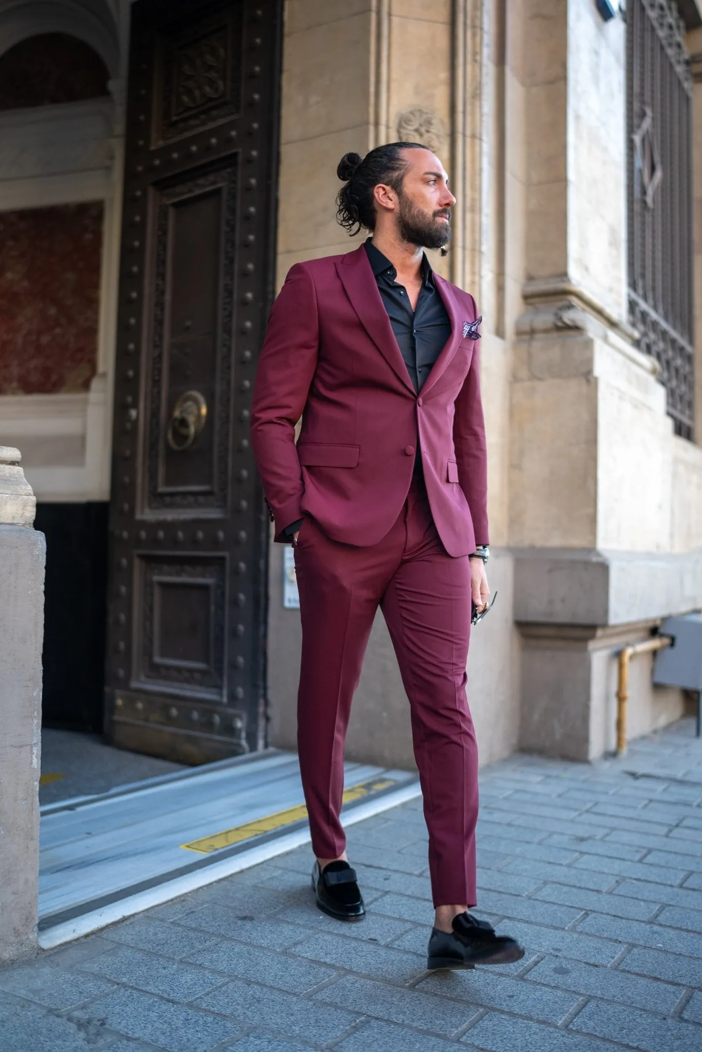 Burgundy Brilliance Tuxedo Suit