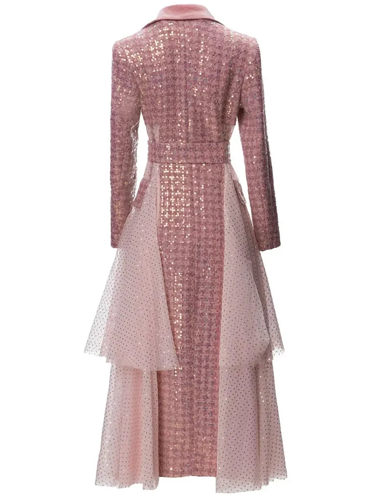 HEYFANCYSTYLE Pink Lace Majesty Tweed Coat