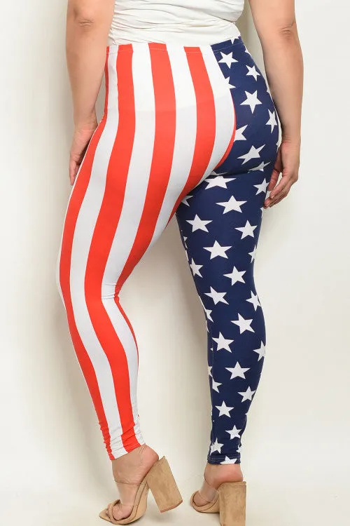 Plus Size American Flag Leggings