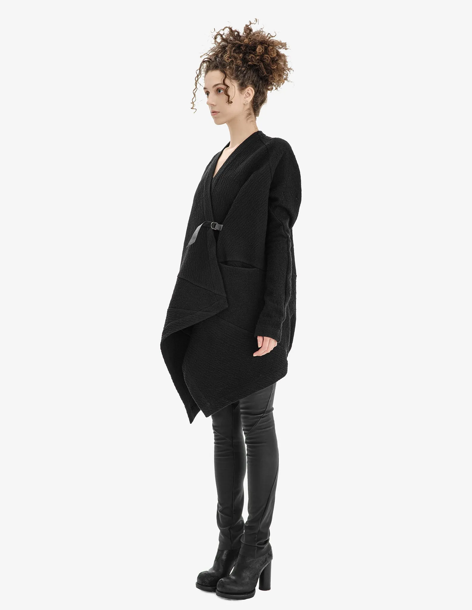 Raglan-Sleeve Asymmetric Cardigan