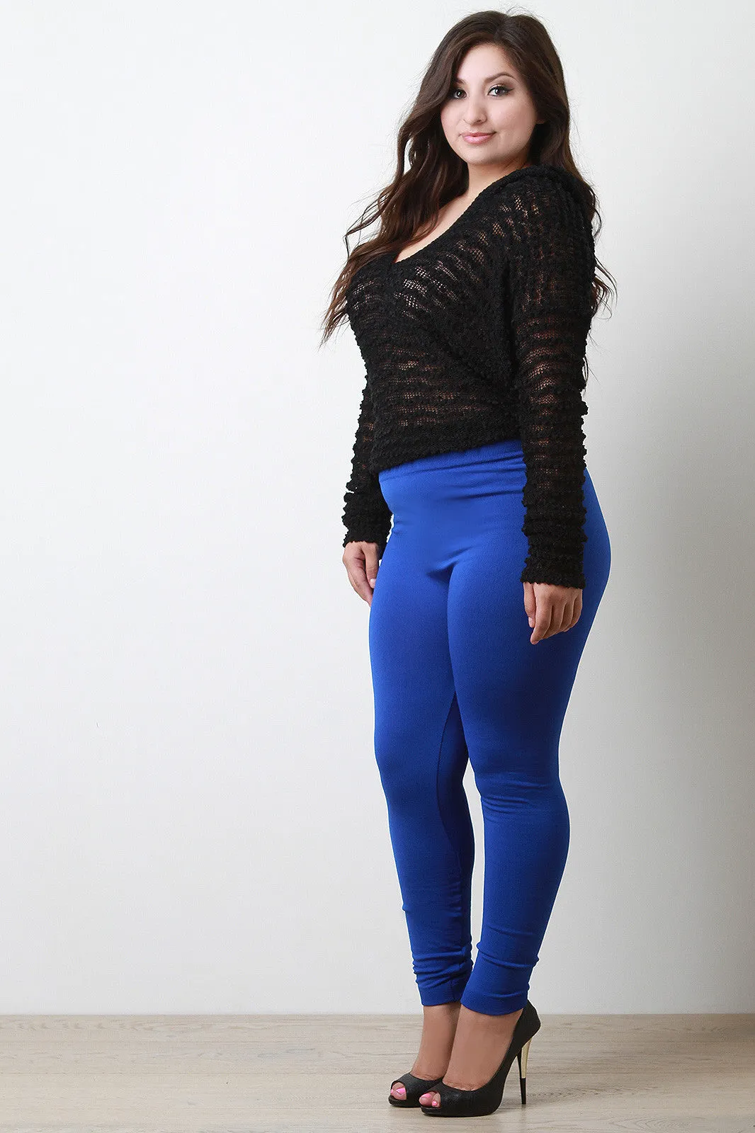 Solid Fleece Knit Leggings