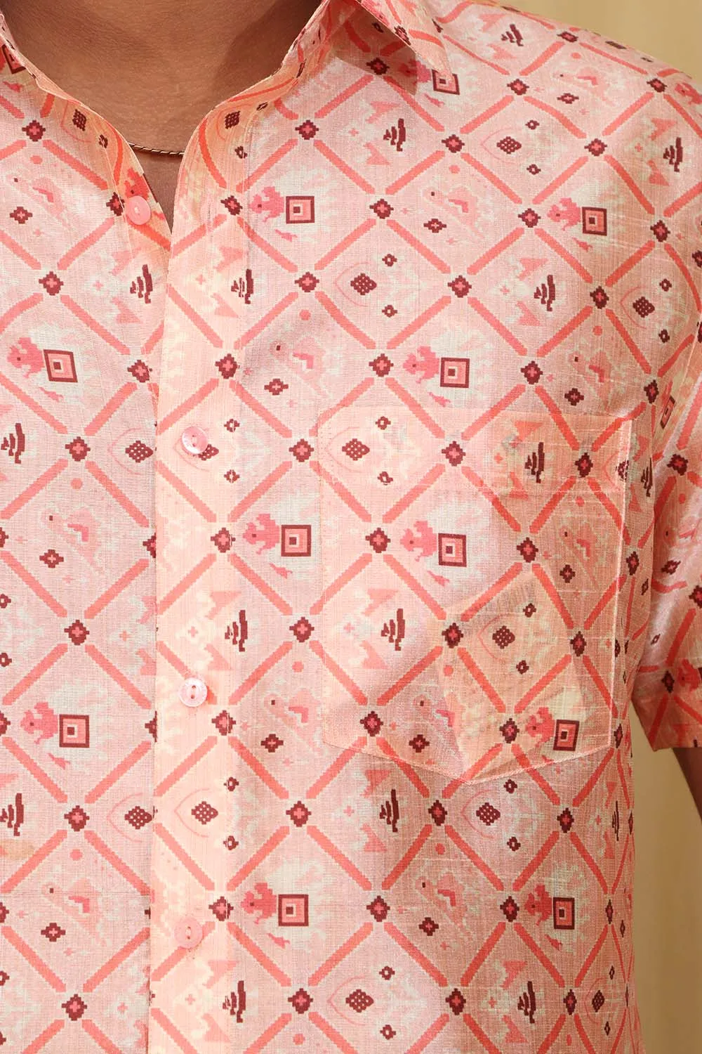 Vibrant Pink Patola Digital Printed Tussar Silk Shirt