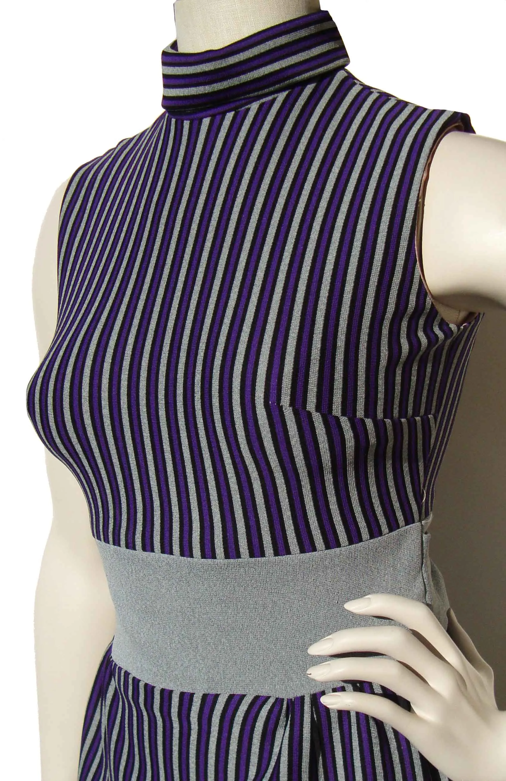 Vintage 70s Mini Dress Mod Striped Knit S