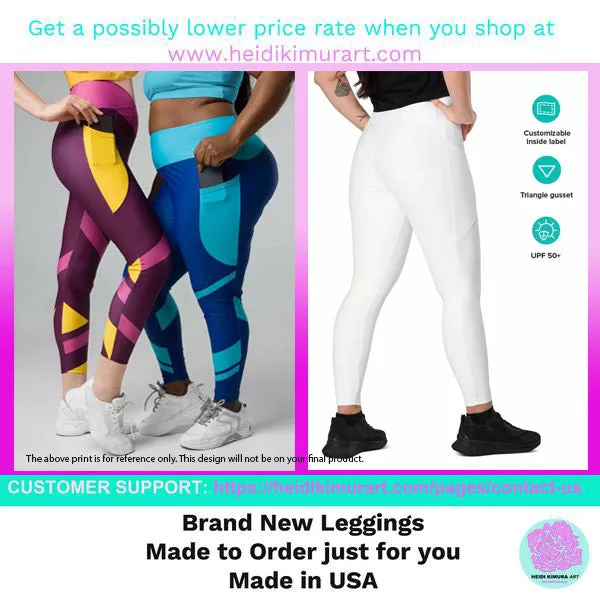 Yellow Chevron Printed Women's Tights, Best Designer Printed Crossover Leggings With 2 Side Pockets